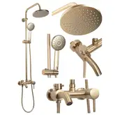 Душевой гарнитур REA LUIS BRUSHED GOLD с изливом (REA-P7051)