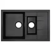 Кухонная мойка с дополнительной чашей Qtap CS 7648 Black (QT7648BLA404)