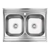 Кухонная мойка с двумя чашами Lidz 6080 0,8 мм Decor (LIDZ6080DEC08)