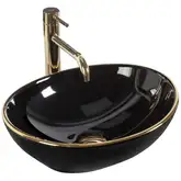 Умывальник (раковина) REA SOFIA BLACK GOLD EDGE накладной черный (REA-U3695)