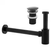 Сифон универсальный для раковины (умывальника) Yoka BLACK MAT CLICK-KLAK черный (SYPOP-14-BLK)