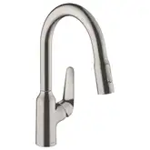 Кухонный смеситель 180, с вытяжным душем, 2jet Hansgrohe Focus M42 (цвет - сталь) 71801800