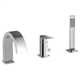 Смеситель на борт ванны Paffoni Tilt (цвет - сталь), с душевым гарнитуром (TI040ST)