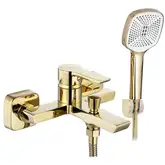 Смеситель для ванны и душа REA  ARGUS GOLD золотой настенный с изливом (REA-B6409)