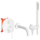 Смеситель для ванны и душа REA LUNGO WHITE MATT + BOX скрытого монтажа (REA-B6440)