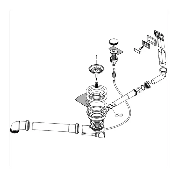 Сифон з переливом для мийки Hansgrohe D16-11 Automatic на 1 чашу, хром (43937000)