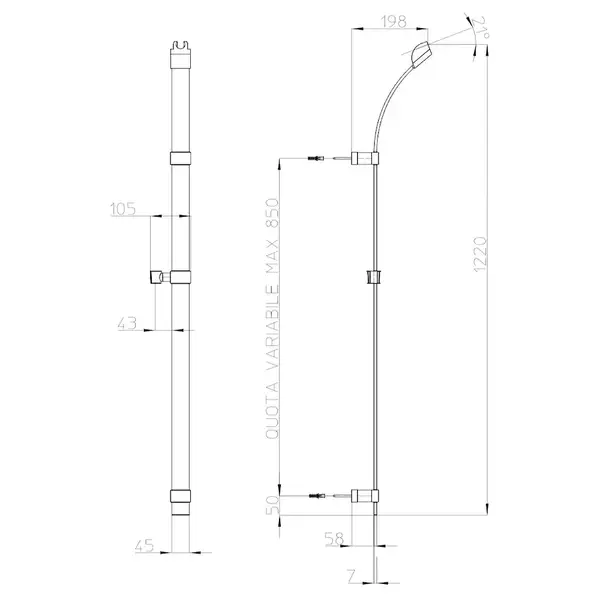 Душова стійка BOSSINI Flat One з лійкою 150см, хром (D45063) (D45063C00030013)