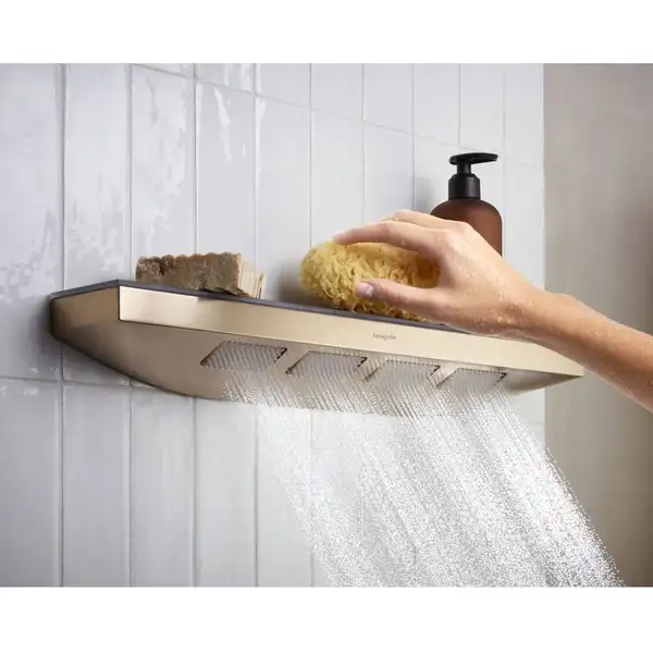 Душевая лейка 500 с душевой полкой Hansgrohe Rainfinity, 1 тип струи (цвет - полированное золото) 26243990