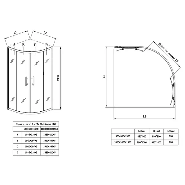 KOER SR SC04 Душова кабіна, прозоре скло, хром (KR5360)
