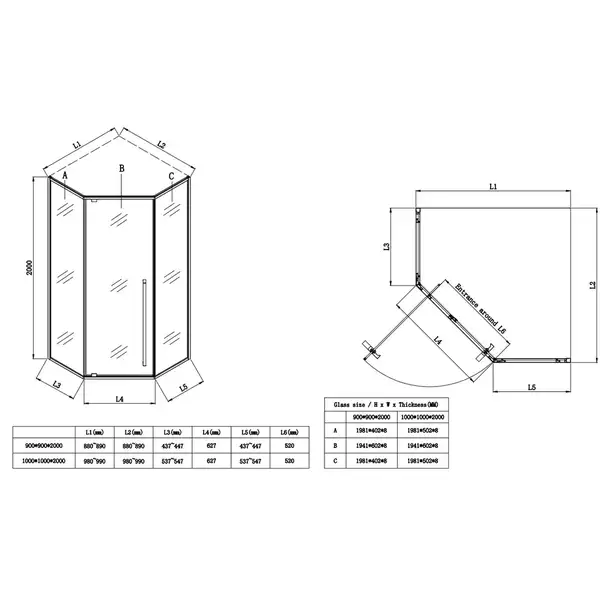 Душова кабіна без піддону Koer SR SC06-100x100x200-TR-01 прозоре скло Easy Clean 8мм, хром (KR5365)