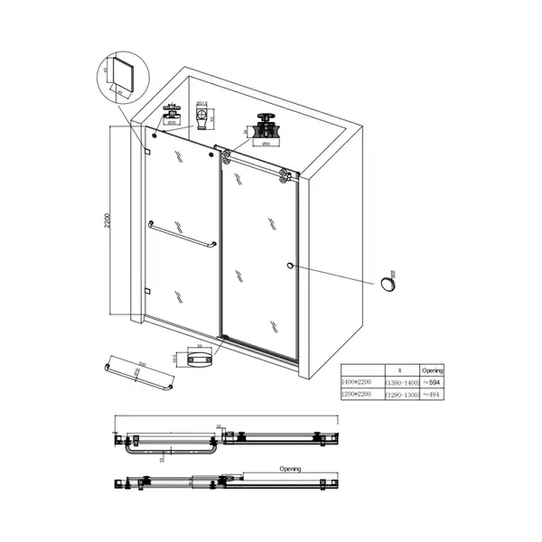 KOER SR SD06 Двері в нішу, прозоре скло, хром (KR5367) KOER SR SD06 Двері в нішу, прозоре скло, хром (KR5367)
