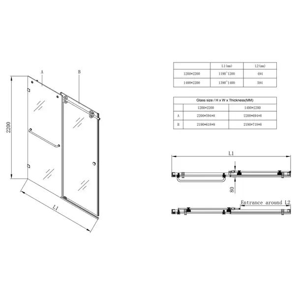 KOER SR SD06 Двері в нішу, прозоре скло, хром (KR5367) KOER SR SD06 Двері в нішу, прозоре скло, хром (KR5367)