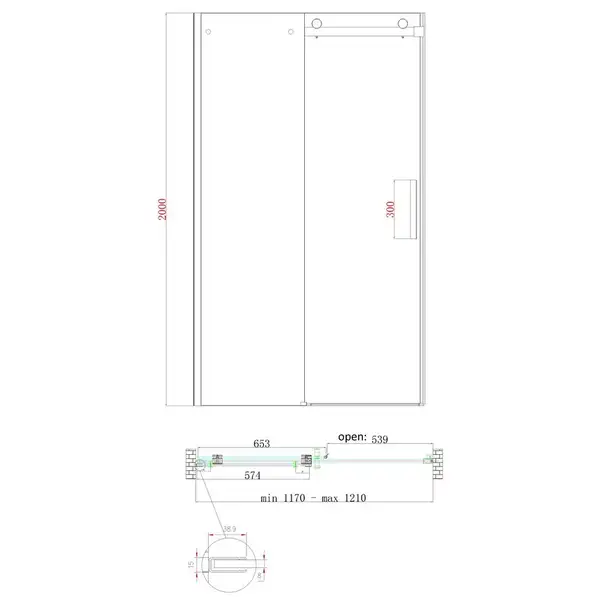 Koer SR SD01-120x200 Двері в нішу, графіт (KR5378) Koer SR SD01-120x200 Двері в нішу, графіт (KR5378)