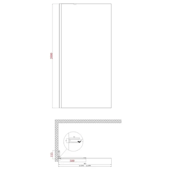 KOER SR SP02-100x200-TR-01 Душова перегородка, хром (KR5395)