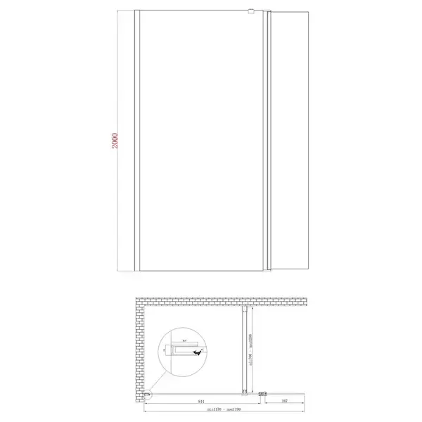 KOER SR SP03-120x200-TR-01 Перегородка Walk-In, хром (KR5398)