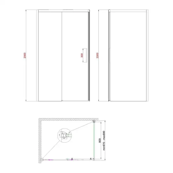 KOER SR SW05 Бічна стінка для душу, хром (KR5407)