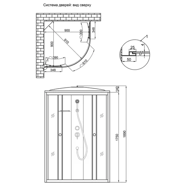 Душевой бокс Lidz Tani SB90x90.SAT.HIGH.FR, стекло Frost 4 мм без поддона (LTSB9090SATHIGHFR2)