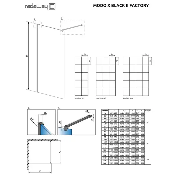 Душова стінка Modo X Black II 60 Factory RADAWAY (389264-54-55) Душова стінка Modo X Black II 60 Factory RADAWAY (389264-54-55)