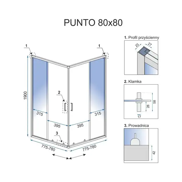 Душевая кабина REA PUNTO BLACK 80х80 (REA-K4800)