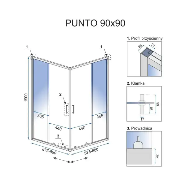 Rea Punto Душова кабіна, чорна 90х90 (REA-K4801)