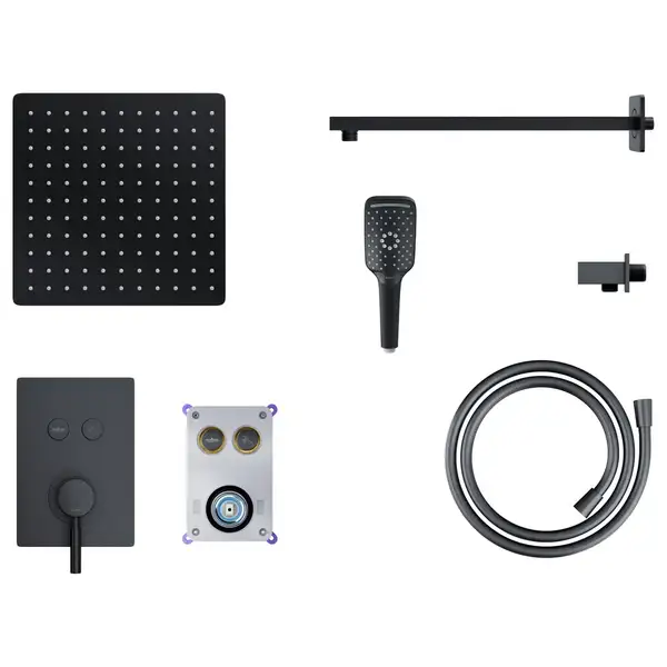Душовий гарнітур прихованого монтажу Corsan CMZ066MBL BLACK + BOX чорний (646987)