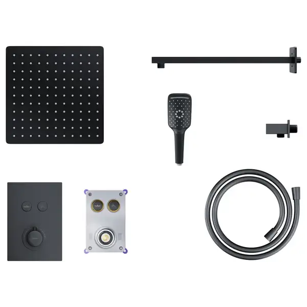 Душовий гарнітур прихованого монтажу Corsan Plomeria BLACK+BOX чорний з термостатом (646994) Душовий гарнітур прихованого монтажу Corsan Plomeria BLACK+BOX чорний з термостатом (646994)