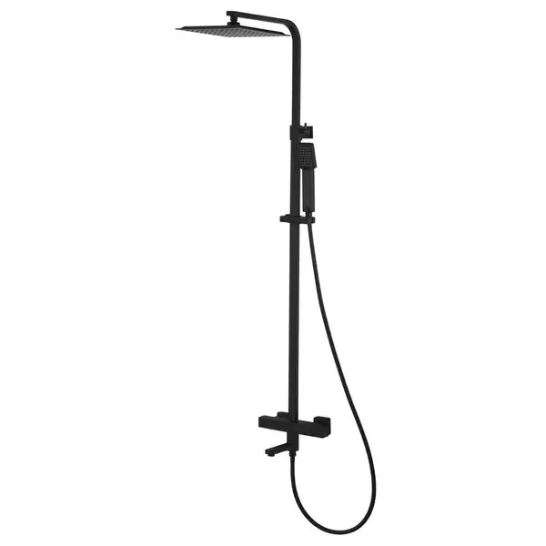 Душовий гарнітур Corsan ANGO BLACK MATT з термотстатом та виливом (CMN020)
