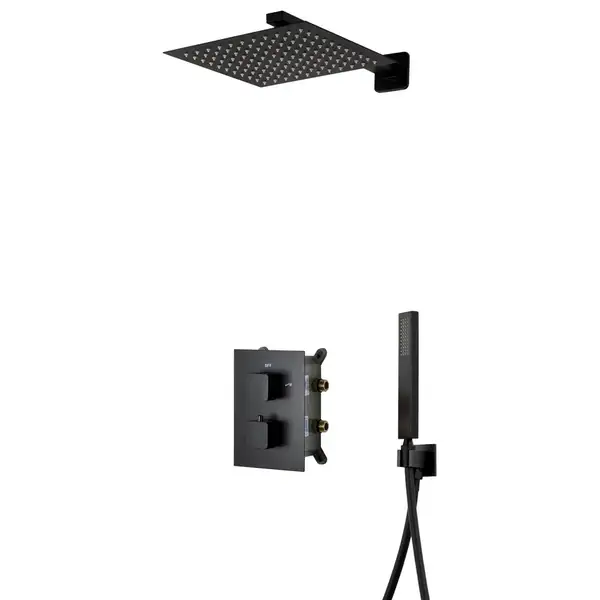 Душевая система с термостатом CORSAN ADOUR BLACK + BOX скрытого монтажа (Z01TBL)