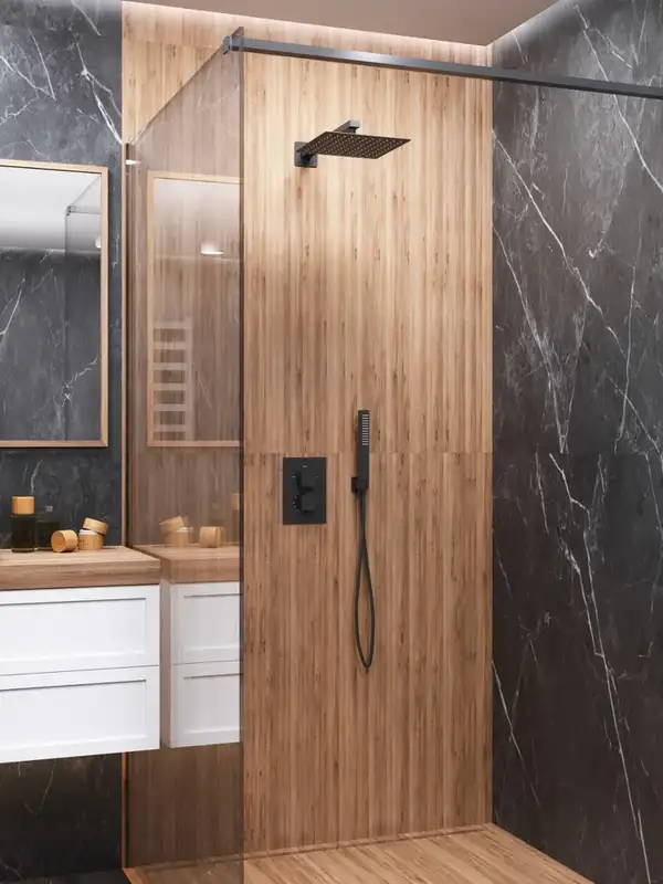 Душевая система с термостатом CORSAN ADOUR BLACK + BOX скрытого монтажа (Z01TBL)