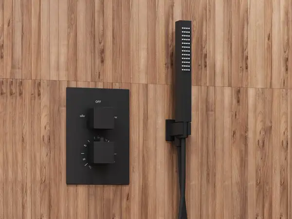 Душевая система с термостатом CORSAN ADOUR BLACK + BOX скрытого монтажа (Z01TBL)