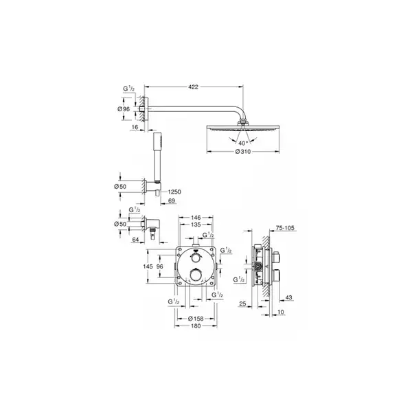Комплект для душа Grohe Grohtherm з Rainshower Cosmopolitan 310 (34731000) Комплект для душа Grohe Grohtherm з Rainshower Cosmopolitan 310 (34731000)
