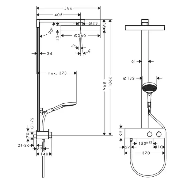 Hansgrohe Rainfinity Showerpipe 360, чорний матовий (26853670)
