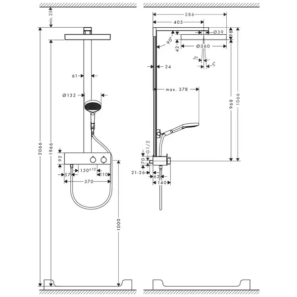 Hansgrohe Rainfinity Showerpipe 360, чорний матовий (26853670)