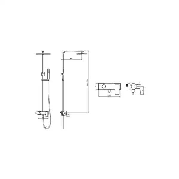 душова система Omnires Parma grafit (PM7444GR)