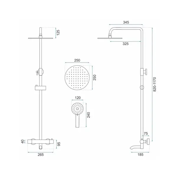 Душевой гарнитур REA LUNGO ROSE GOLD с термостатом и изливом (REA-P6606)
