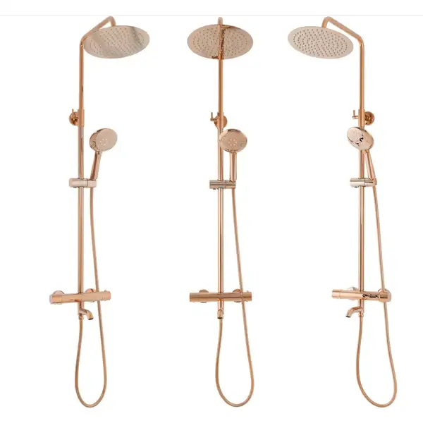 Душевой гарнитур REA LUNGO ROSE GOLD с термостатом и изливом (REA-P6606)