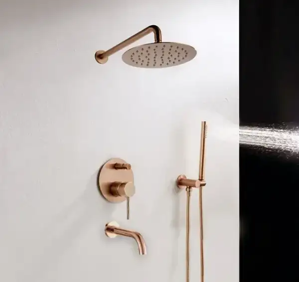 Душевая система с изливом REA LUNGO ROSE GOLD + BOX скрытого монтажа (REA-P6610)