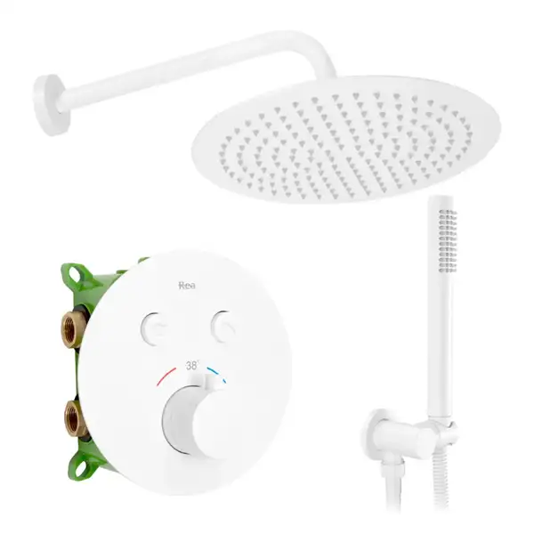 Душевая система с термостатом REA MILER WHITE + BOX скрытого монтажа (REA-P6614)