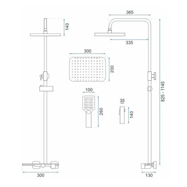 Душевой гарнитур REA HELIX BLACK с изливом (REA-P6618)