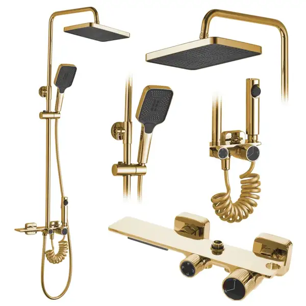 Душевой гарнитур REA HELIX GOLD с изливом (REA-P6619)