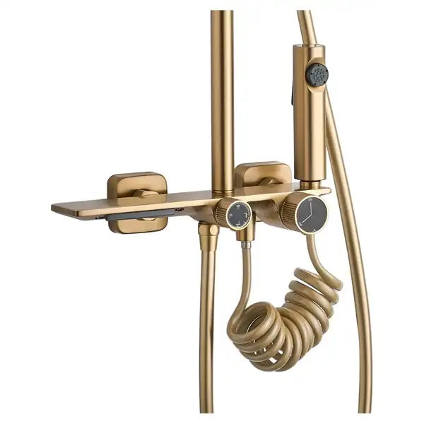 Душевой гарнитур REA HELIX BRUSHED GOLD с изливом (REA-P6621)