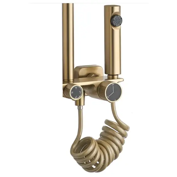 Душевой гарнитур REA HELIX BRUSHED GOLD с изливом (REA-P6621)