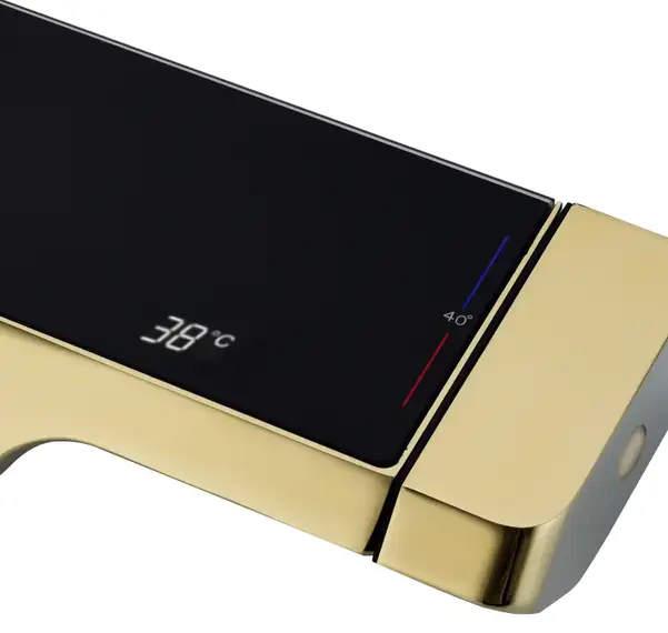 Душевой гарнитур REA ROB BRUSHED GOLD с термостатом и изливом (REA-P6623)