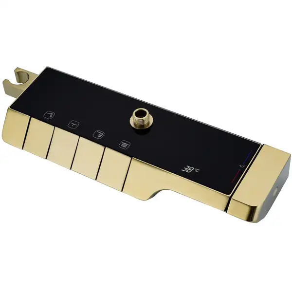 Душевой гарнитур REA ROB BRUSHED GOLD с термостатом и изливом (REA-P6623)