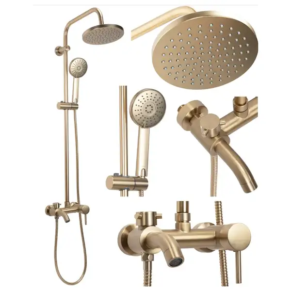 Душевой гарнитур REA LUIS BRUSHED GOLD с изливом (REA-P7051)