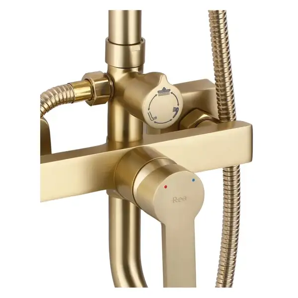 Душевой гарнитур REA  ARGUS BRUSHED GOLD золотой матовый с изливом (REA-P7841)
