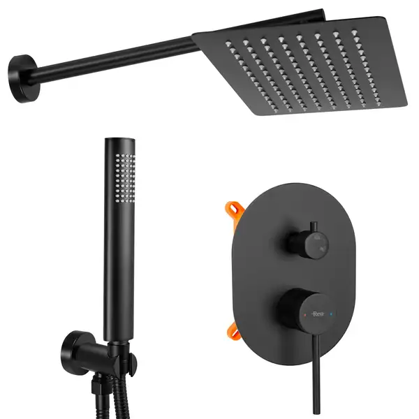 Rea Oval Black Душова система прихованого монтажу, чорна (REA-P8467)