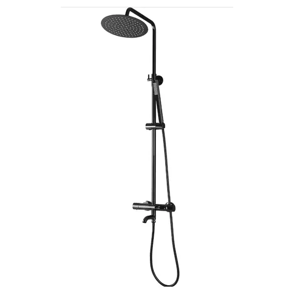Душевой гарнитур REA LUNGO BLACK GLOSSY с термостатом и изливом (REA-P8763)