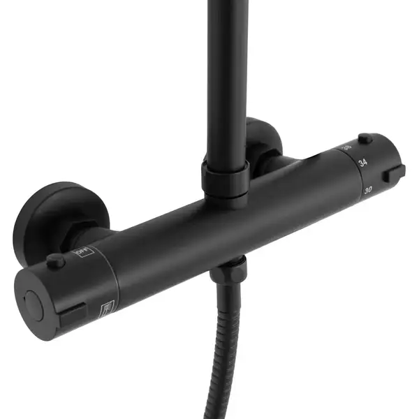 Rea Bliss Black Душовий гарнітур з термостатом, чорний (REA-P8804) Rea Bliss Black Душовий гарнітур з термостатом, чорний (REA-P8804)