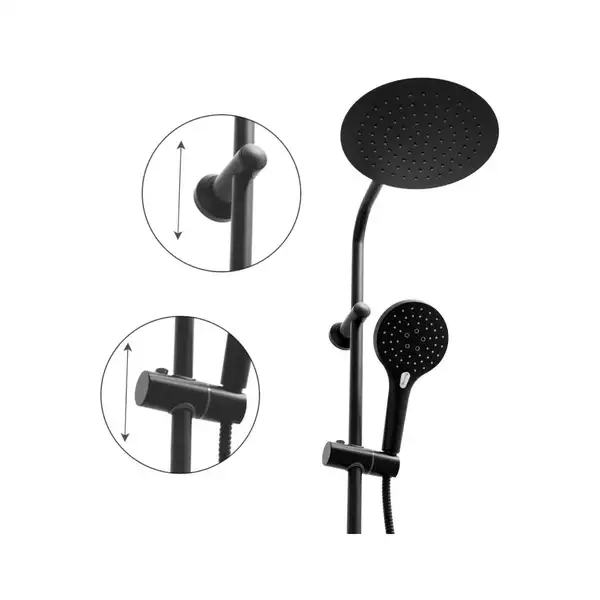 Душевой гарнитур Yoka BERGEN 25 BLACK черный с термостатом (BP.BERGEN THERM 25 BLK)